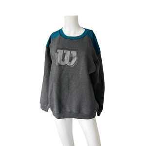 Vintage Wilson Gray and Blue Crew Neck Sweatshirt 90s Mens Size Large L